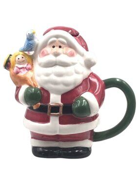 Vintage Scott's Collectables Santa with Bluebird Teapot 2002 Whimsy Holiday